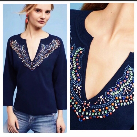 Anthropologie Sweaters - ✨NWT Moth for Anthropologie Jeweled Sweater